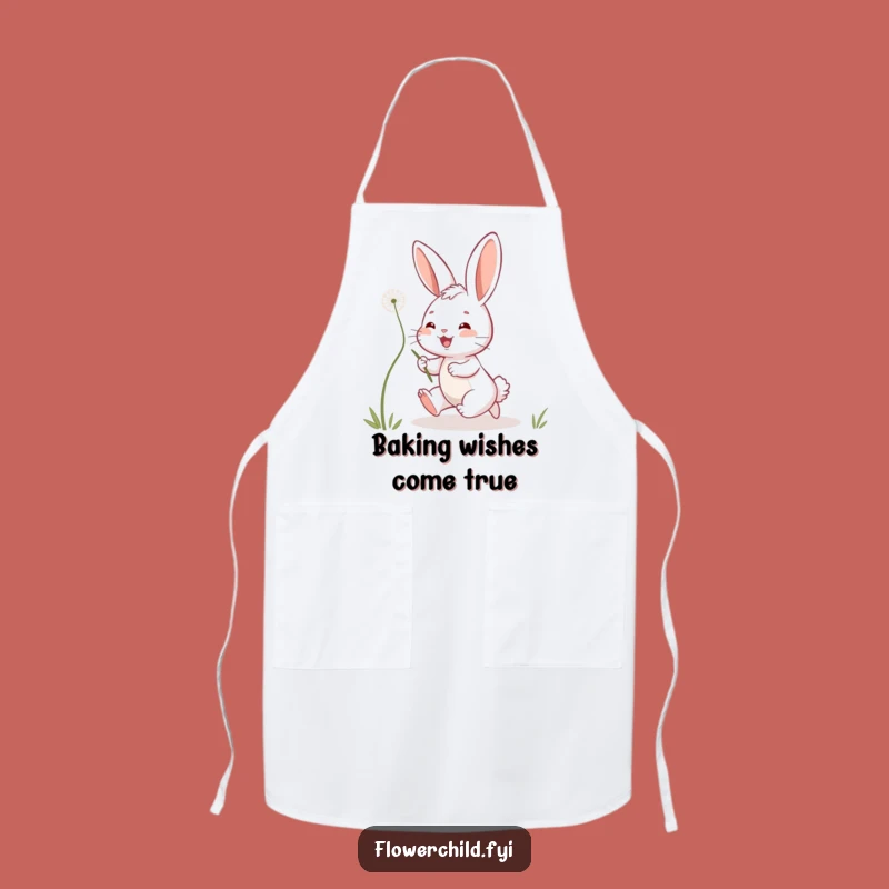 Funny Bunny Apron: Playful Baker Chasing Dandelions, Fun Funny Gift