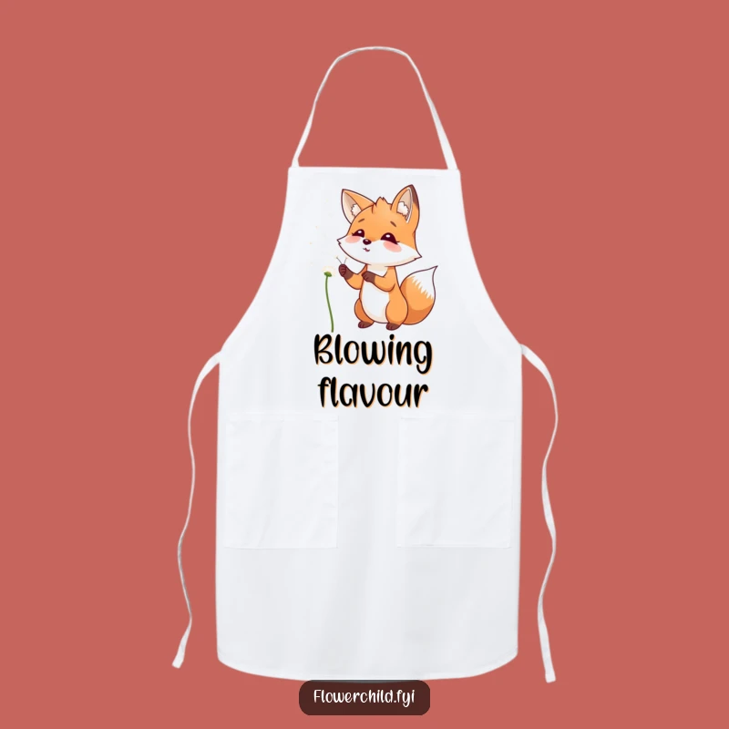 Funny Fox Dandelion Wish Apron: Playful Blowing Kitchen Wear, Great Funny Gift