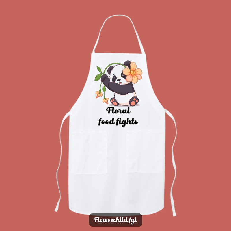 Funny Panda Apron: Playful Cuddly Panda Flower Kitchen Gift