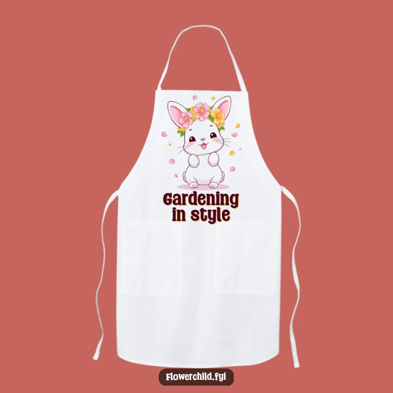 Funny Bunny Flower Toss Apron: Cook Up Smiles in the Kitchen