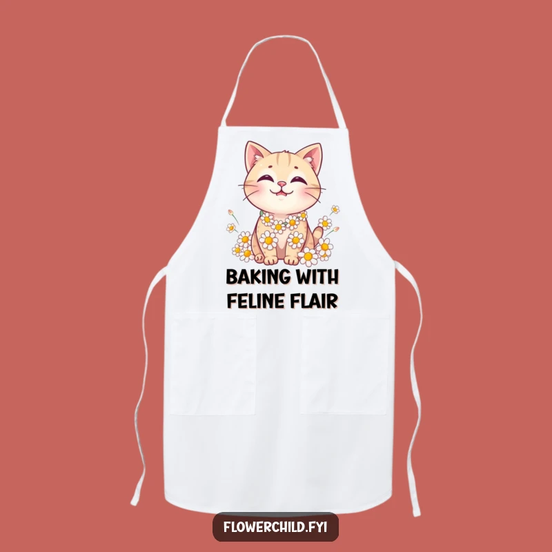 Funny Cat Daisy Chain Apron - Cute Kitchen Accessory Gift