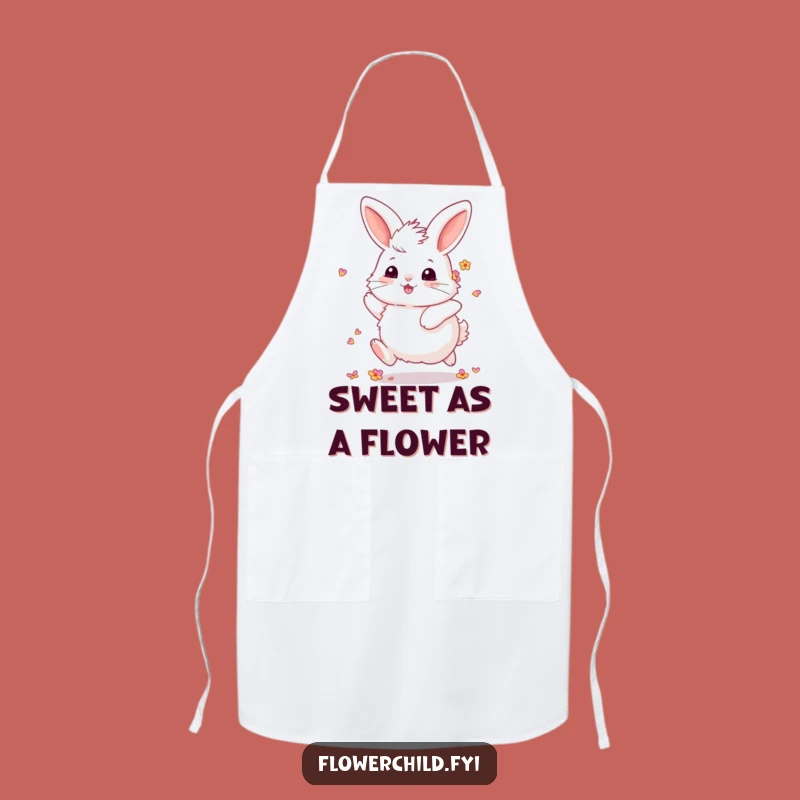 Funny Fluffy Bunny Flower Apron: Cook with Joyful Springtime Flair