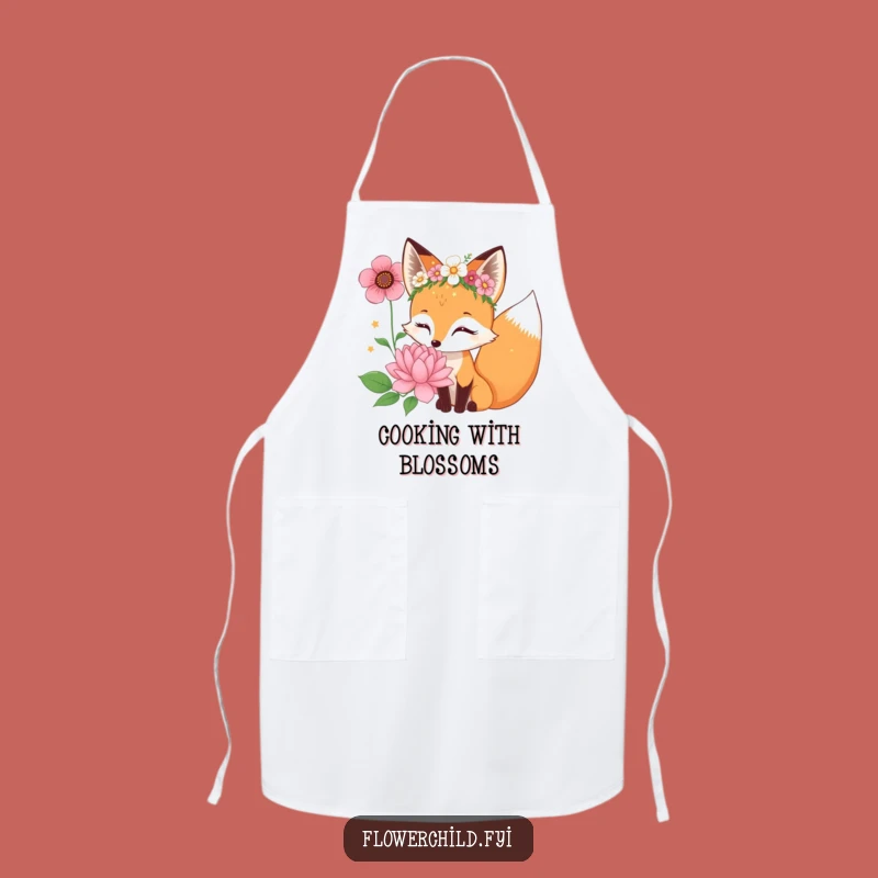 Funny Fox Flower Crown Apron: Curious Kitchen Bloom Wear