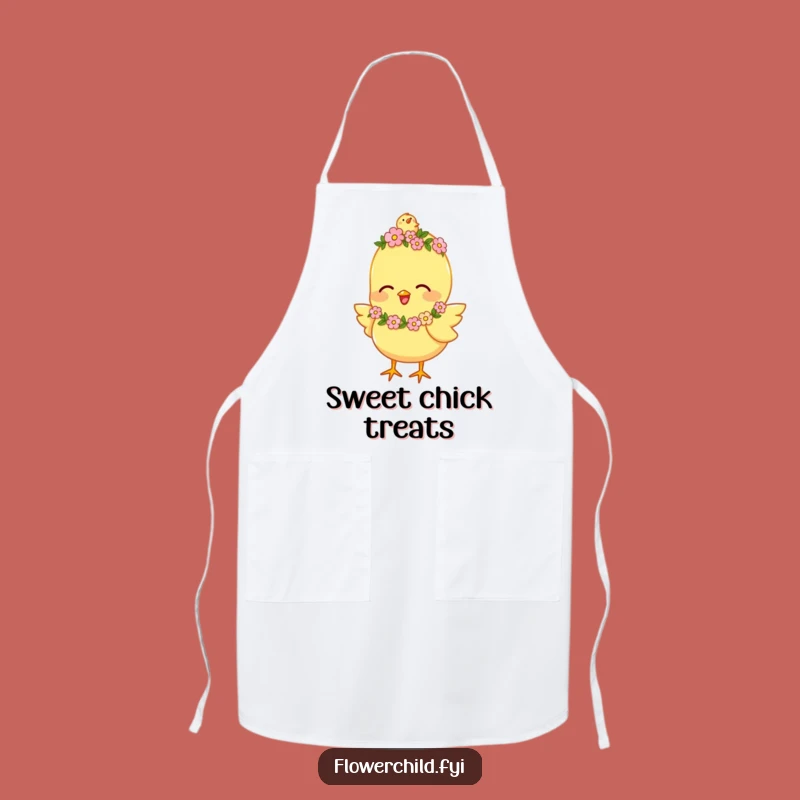 Funny Happy Chick Flower Garland Apron: Joyful Chirping Kitchen Wear, Great Funny Gift