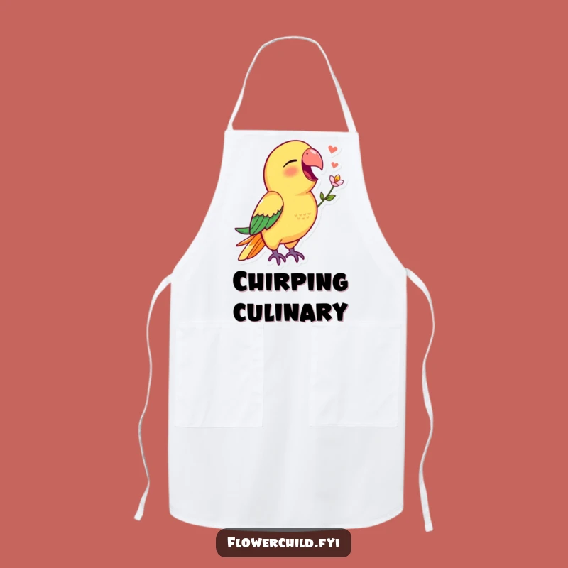 Funny Parrot Apron: Vibrant Singing Parrot Flower Kitchen Gift