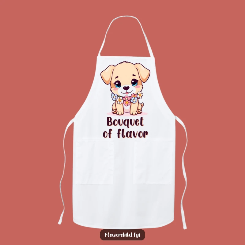 Funny Puppy Apron: Cook with Floral Mischief and Fun