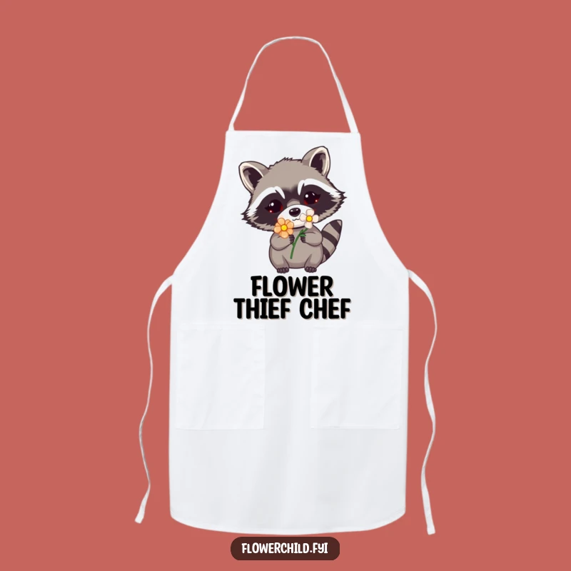 Funny Raccoon Flower Apron: Cook with Mischievous Flair