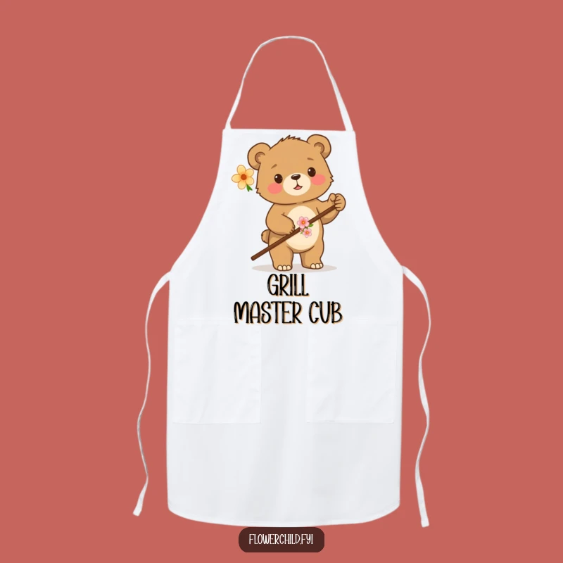 Funny Proud Bear Cub Walking Stick Apron - Kitchen Adventure Helper Gift