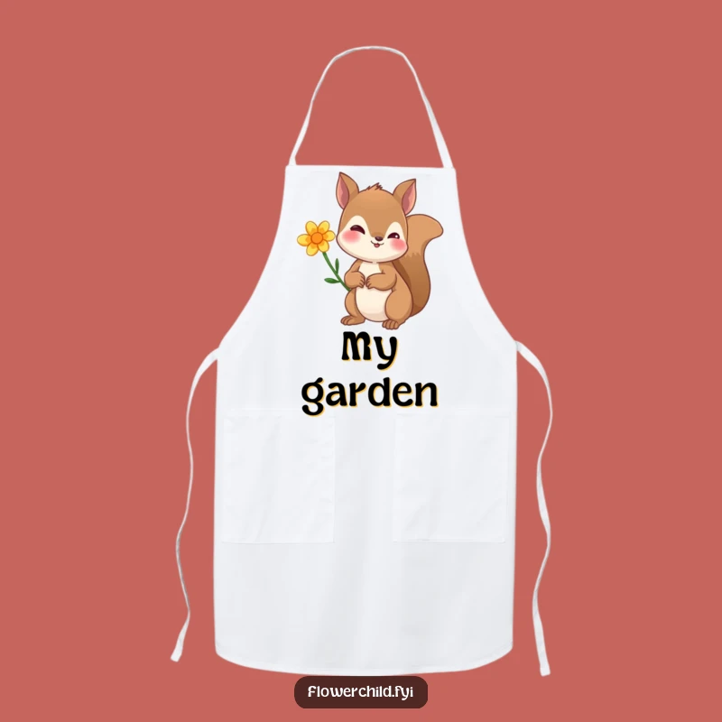 Funny Curious Squirrel Flower Ear Apron - Cute Kitchen Helper Gift