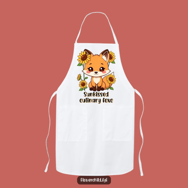 Funny Fox Sunflower Apron: Cook with Playful Nature - A Delightful Funny Gift!