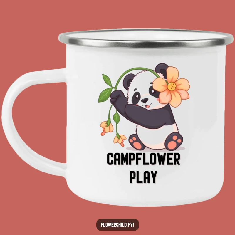 Funny Panda Camping Mug: Playful Cuddly Panda Flower Gift