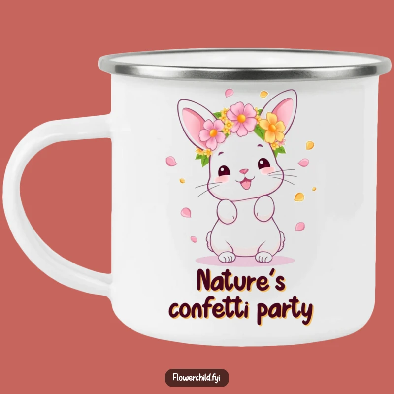 Durable Funny Bunny Flower Toss Camping Mug: Adventure-Ready and Cheerful