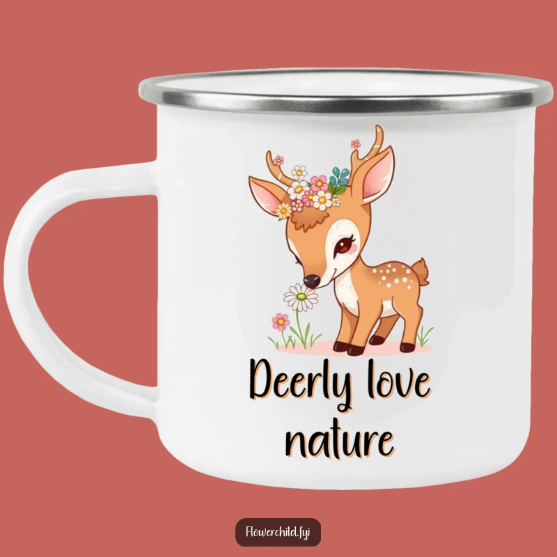 Durable Funny Curious Deer Daisy Camping Mug - Outdoor Nature Charm