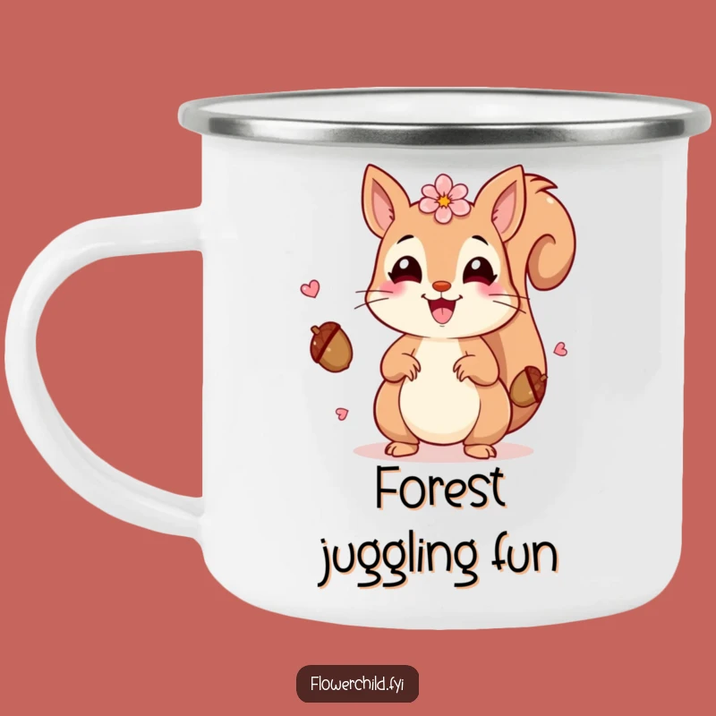 Funny Squirrel Petals Camping Mug: Nature's Cheer for Outdoor Sips