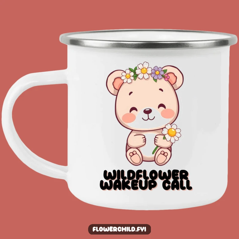 Funny Bear Cub Flower Crown Camping Mug - Outdoor Adventure Gift