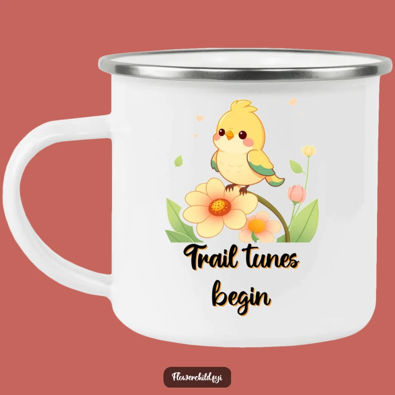 Funny Bird Singing Flower Camping Mug: Adventure and Melody, Perfect Funny Gift