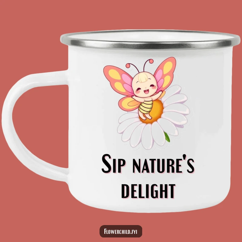 Funny Butterfly Camping Mug: Enjoy Nature's Joy with Colorful Wings - A Perfect Funny Gift!