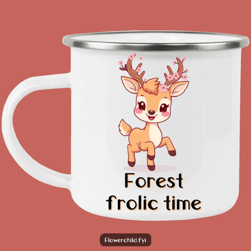 Funny Deer Camping Mug - Enamel Blossom Antler Drinkware Gift