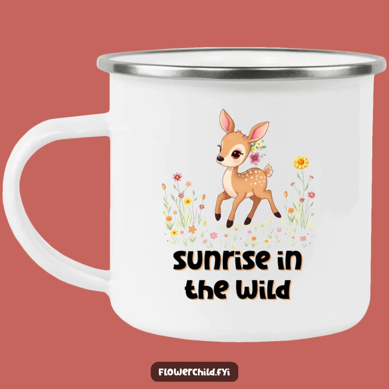 Funny Gentle Deer Enamel Mug: Meadow Adventures with Wildflower Charm