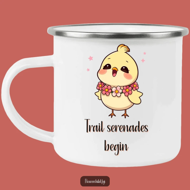 Funny Bird Garland Camping Mug: Your Trail Companion Sings Cheer