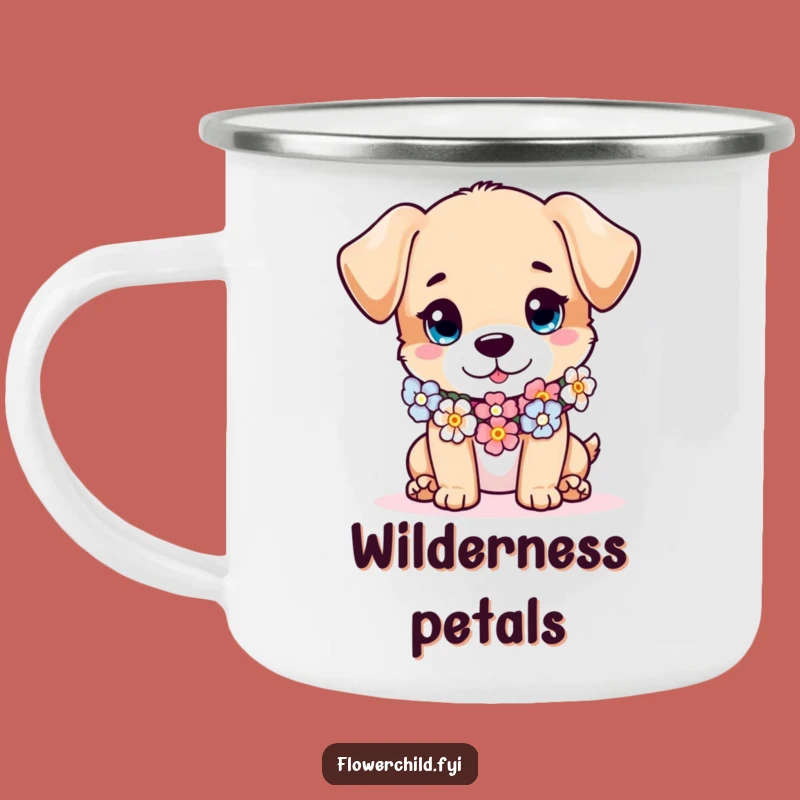 Funny Puppy Camping Mug: Floral Fun for Outdoor Adventures