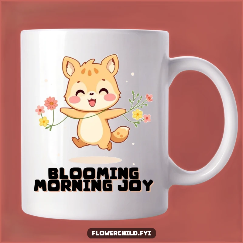 Funny Happy Animal Flower Skipping Mug - Joyful Character Gift