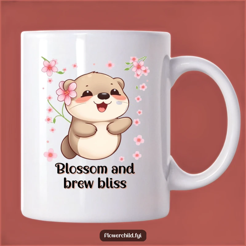 Funny Otter Flower Mug: Adorable Floating Otter Gift for Animal Lovers