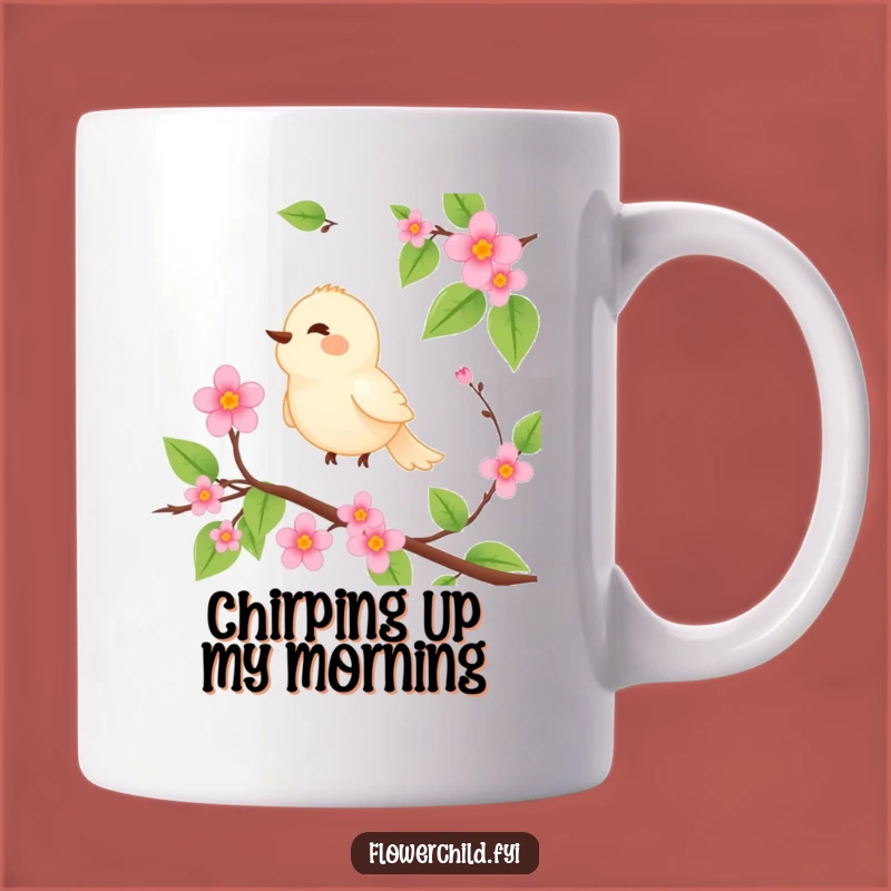 Funny Birdsong Mug: Serene Melody & Blooming Vine - A Harmonious Funny Gift!