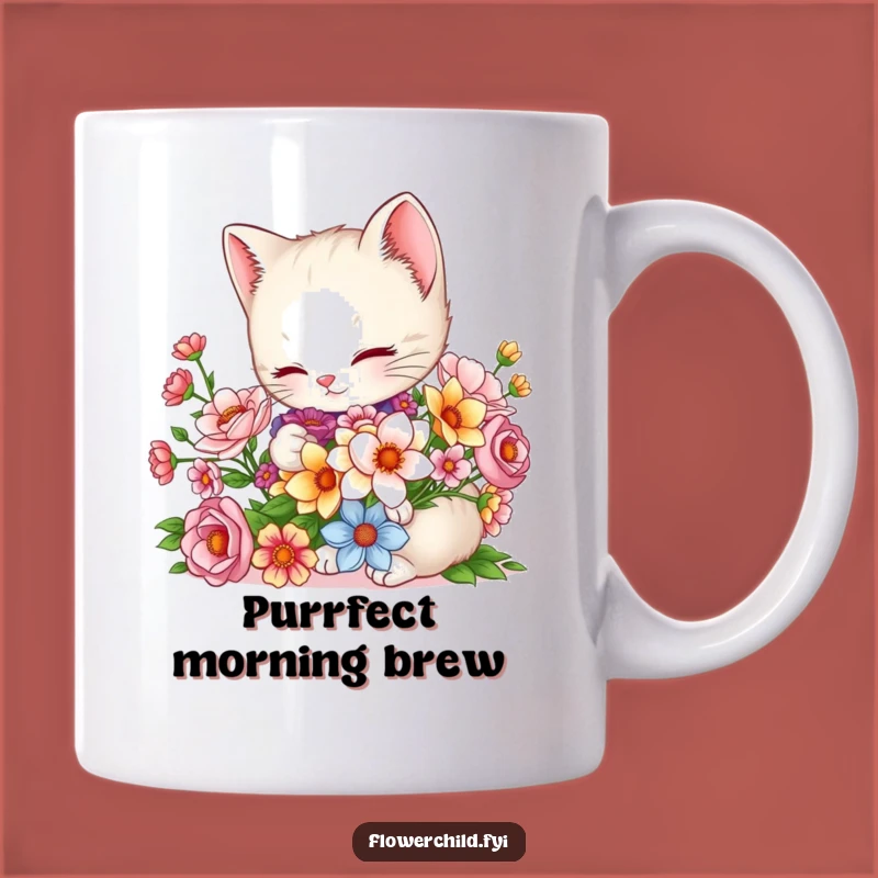 Funny Charming Kitten Bouquet Mug: Cute Floral Character Gift