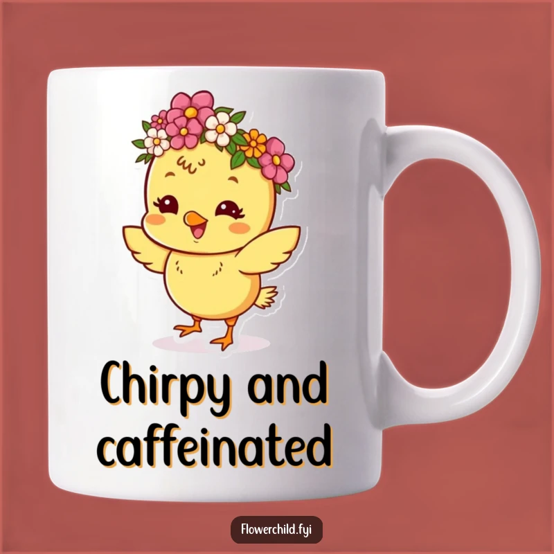 Funny Chick Dancing Mug: Flower Crown Fun, Perfect Funny Gift!