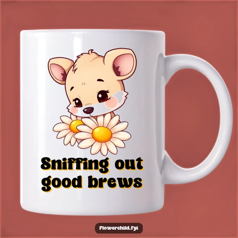 Funny Curious Animal Daisy Sniffing Mug: A Whimsical Gift for Nature Lovers