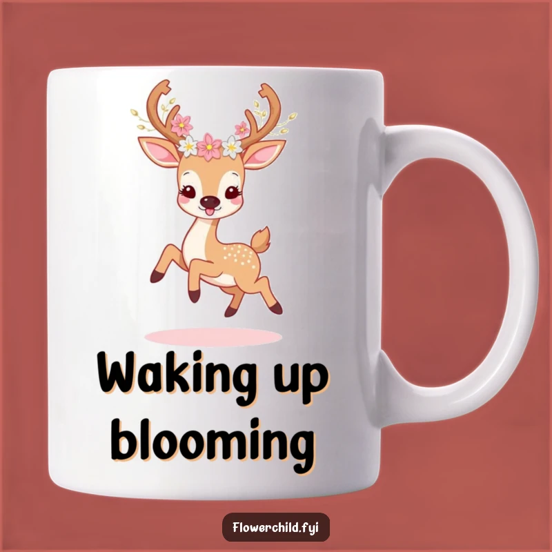 Funny Deer Flower Mug: Joyful Prance for a Hilarious Gift