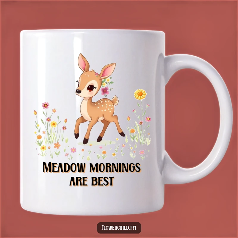 Funny Gentle Deer Wildflower Mug: Enchanting Meadow Gift for Nature Lovers