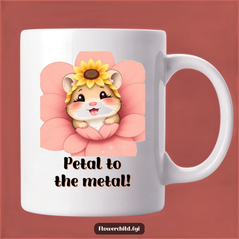 Funny Giggling Hamster Sunflower Mug - Adorable Pet Gift for Hamster Lovers