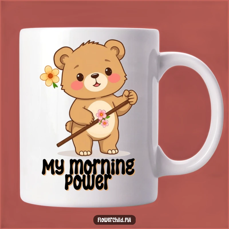 Funny Proud Bear Cub Walking Stick Mug - Adorable Woodland Adventure Coffee Gift