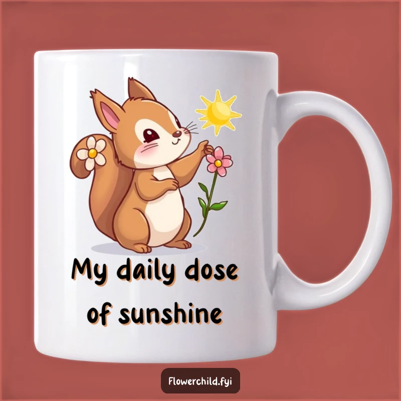 Funny Curious Squirrel Flower Sunbeam Mug - Adorable Cute Animal Gift