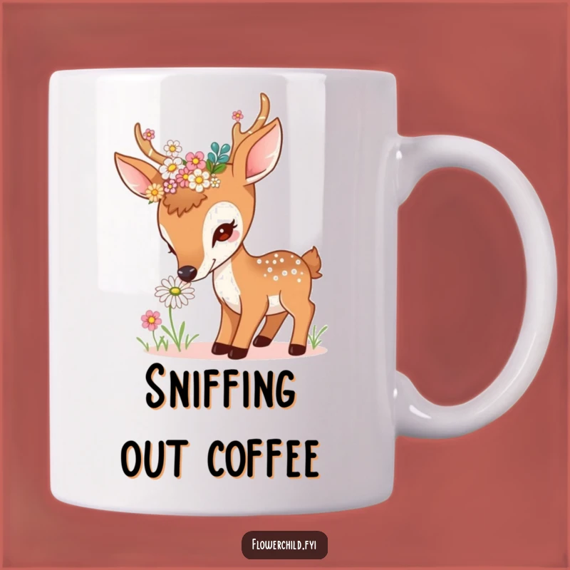Funny Curious Deer Daisy Mug - Gentle Nature Lover Gift for Her