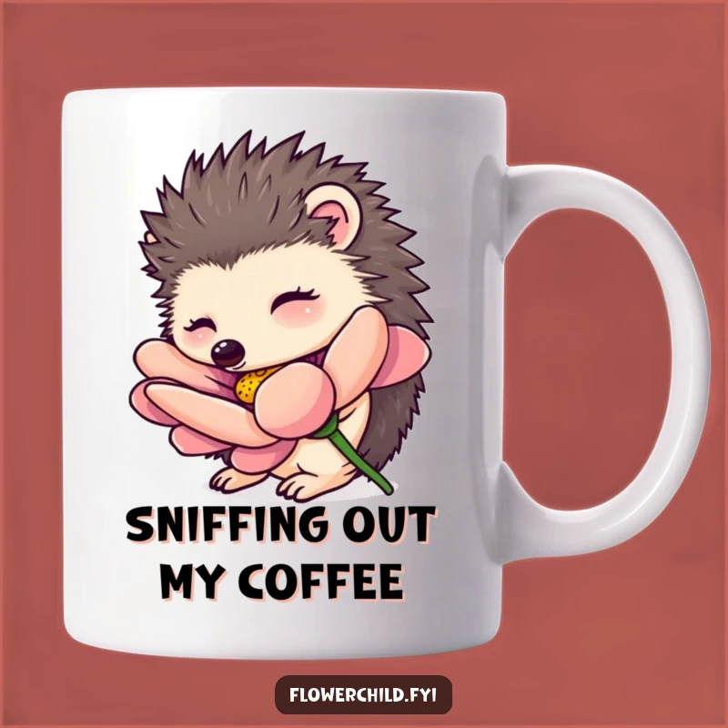 Funny Hedgehog Flower Mug: Curious Explorer Gift for Nature Lovers