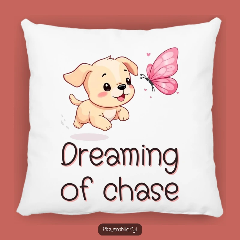 Funny Puppy Petal Butterfly Pillow: Cozy Chase Scene, Cute Funny Gift for Sofa
