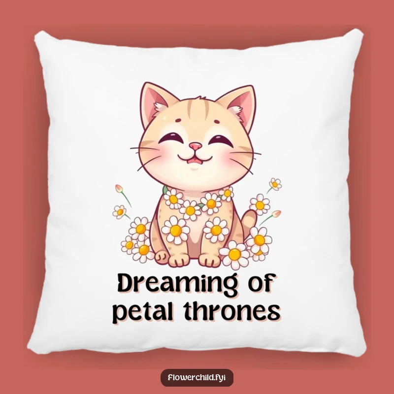 Funny Cat Daisy Chain Pillow - Comfy & Adorable Accent