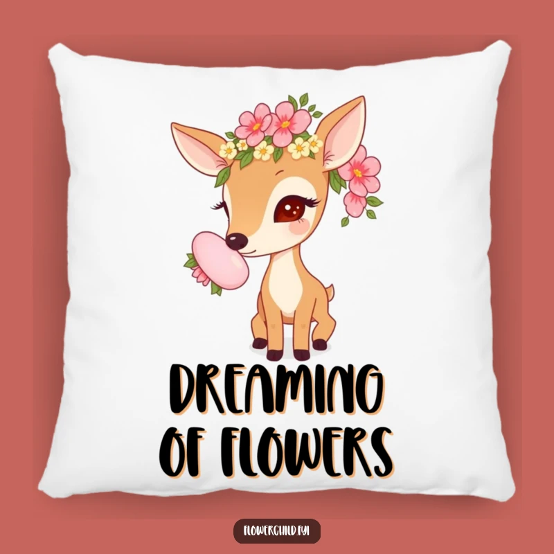 Funny Deer Pillow: Cozy Woodland Comfort with Floral Touch