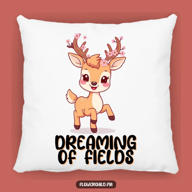 Funny Deer Prancing Pillow - Cozy Blossom Antler Cushion Gift