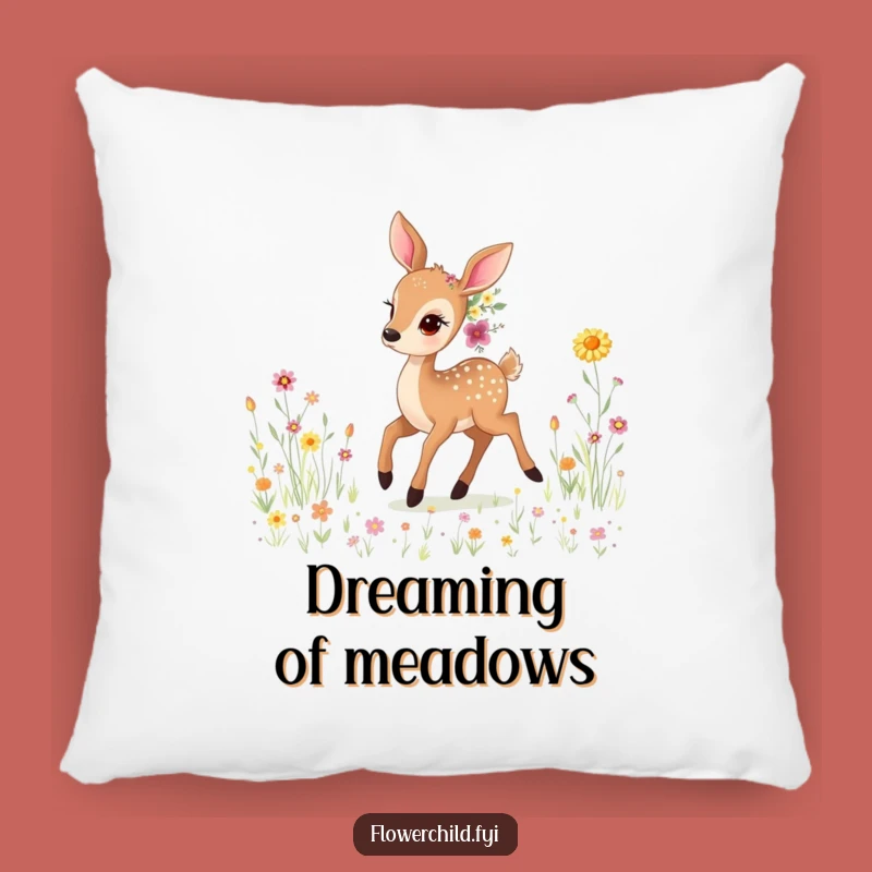 Funny Gentle Deer Wildflower Pillow: Cozy Comfort and Meadow Tranquility