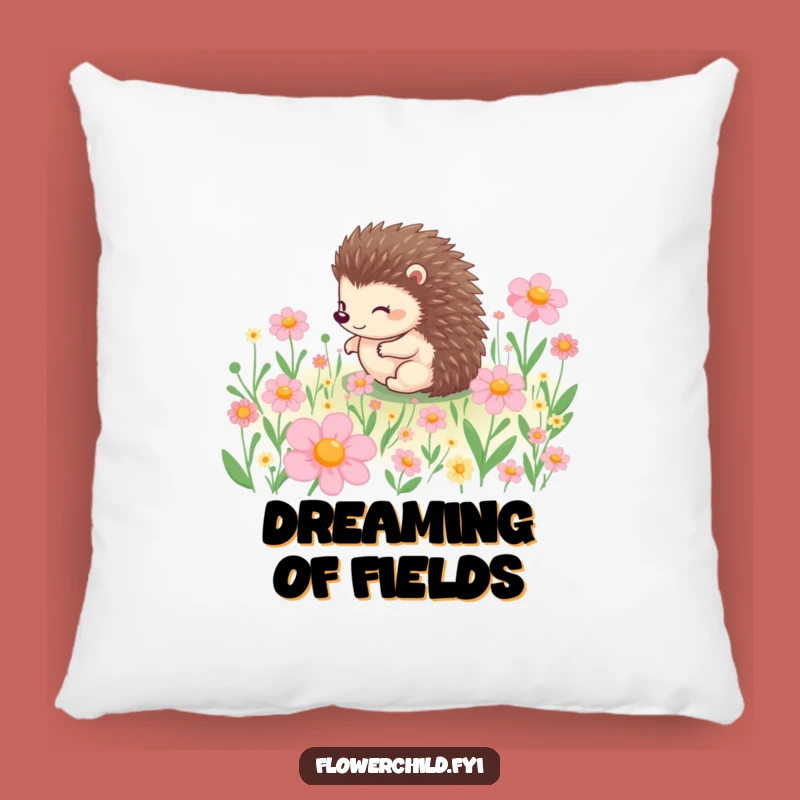 Funny Hedgehog Rolling Flowers Pillow: Cute & Cozy Comfort, Perfect Humor Gift