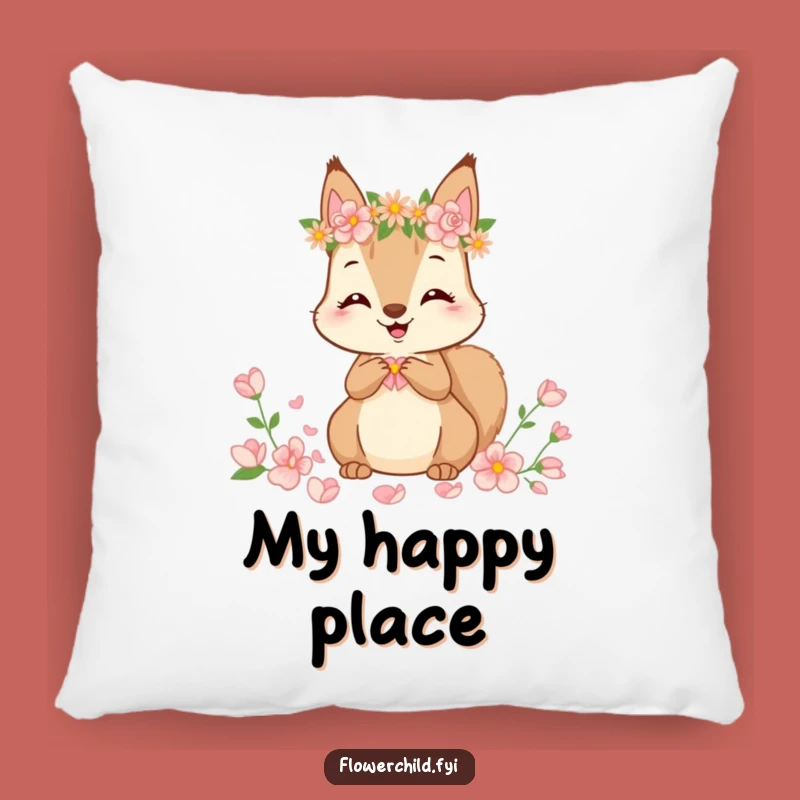 Funny Squirrel Flower Crown Pillow: Cute Petal Gathering Cushion, Comfy Funny Gift