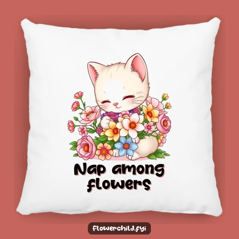 Funny Charming Kitten Bouquet Pillow: Cozy Comfort with Floral Cuteness