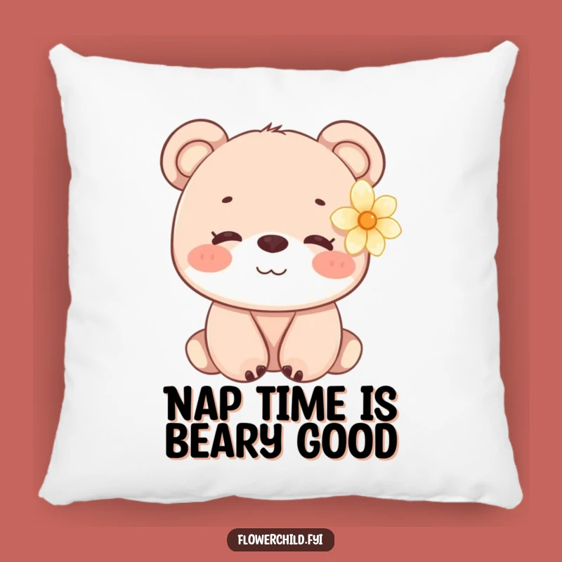 Funny Bear Cub Flower Pillow - Comfy & Gentle Accent