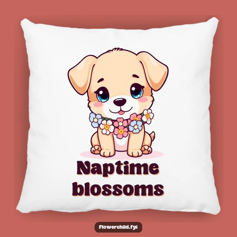 Funny Puppy Pillow: Cozy Comfort with Floral Mischief