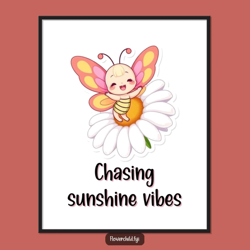 Funny Butterfly Daisy Digital Print: Instantly Add Joyful Color - A Perfect Digital Funny Gift!