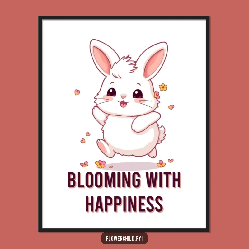 Funny Fluffy Bunny Digital Art: Instant Joyful Spring Download